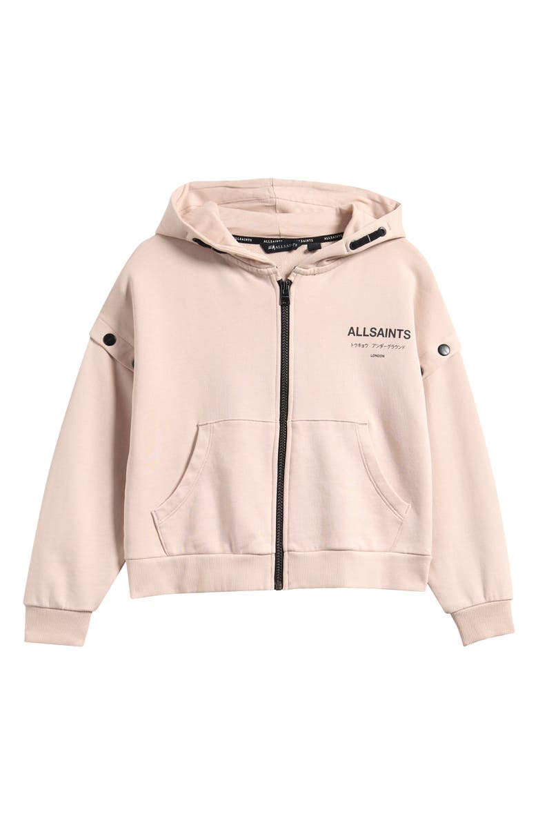 smALLSAINTS by ALLSAINTS Kids' Underground Zip Hoodie, Main, color, Pink