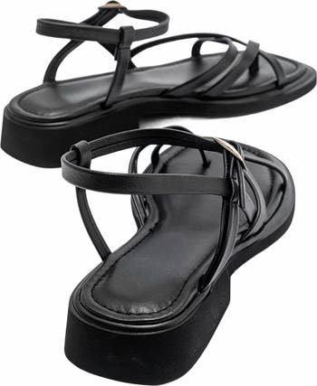 Antas Strappy Leather Flat Sandals