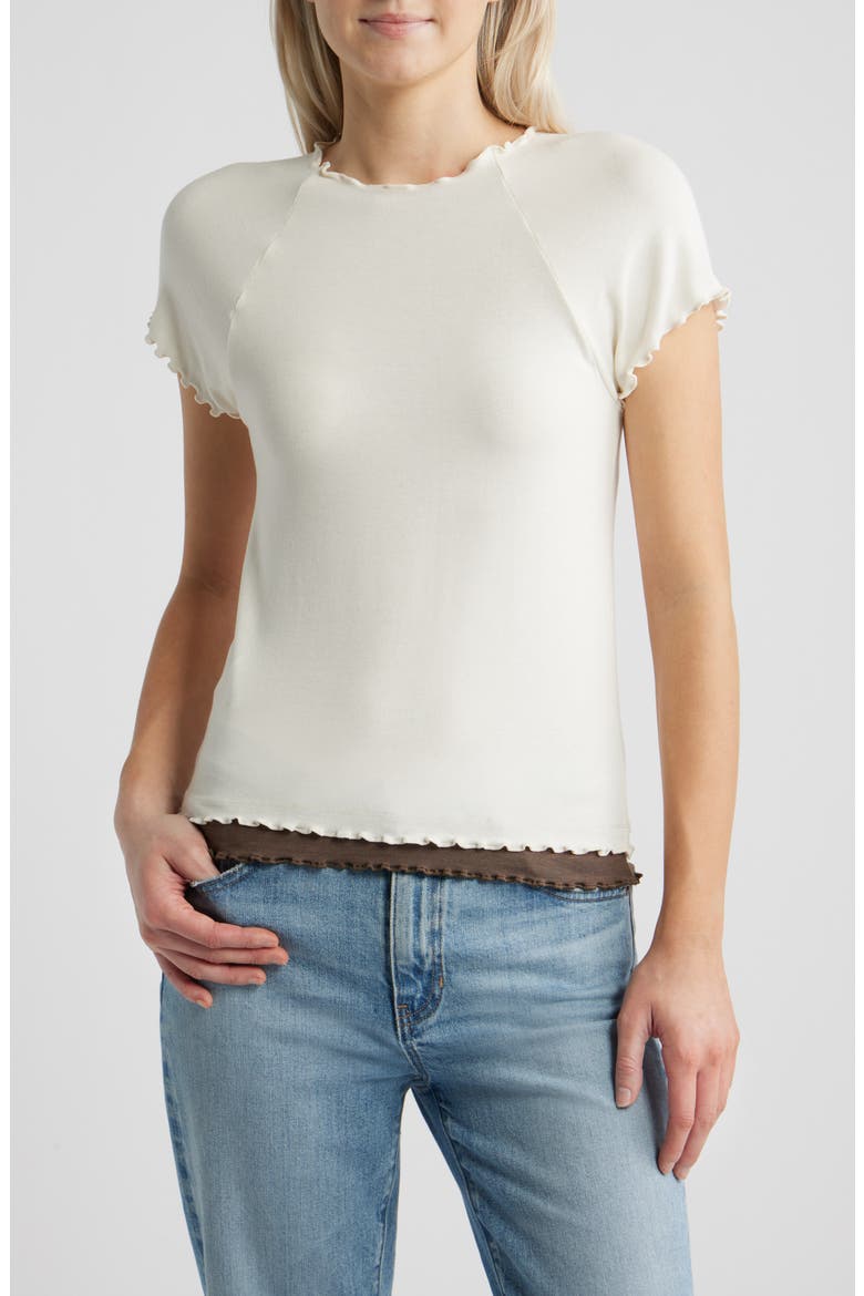 Lettuce Edge Layered Top, Main, color, ECRU