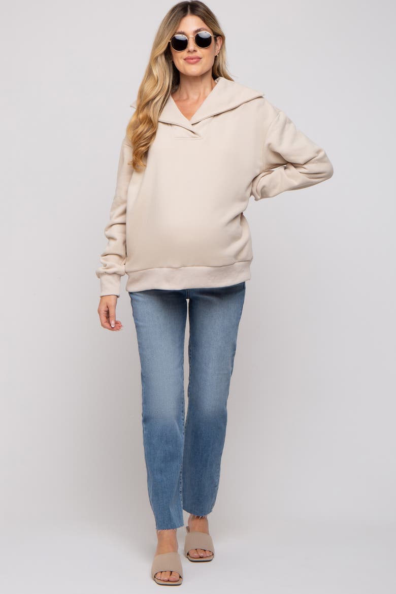 Raw Hem Straight Maternity Jeans, Alternate, color, Light Blue