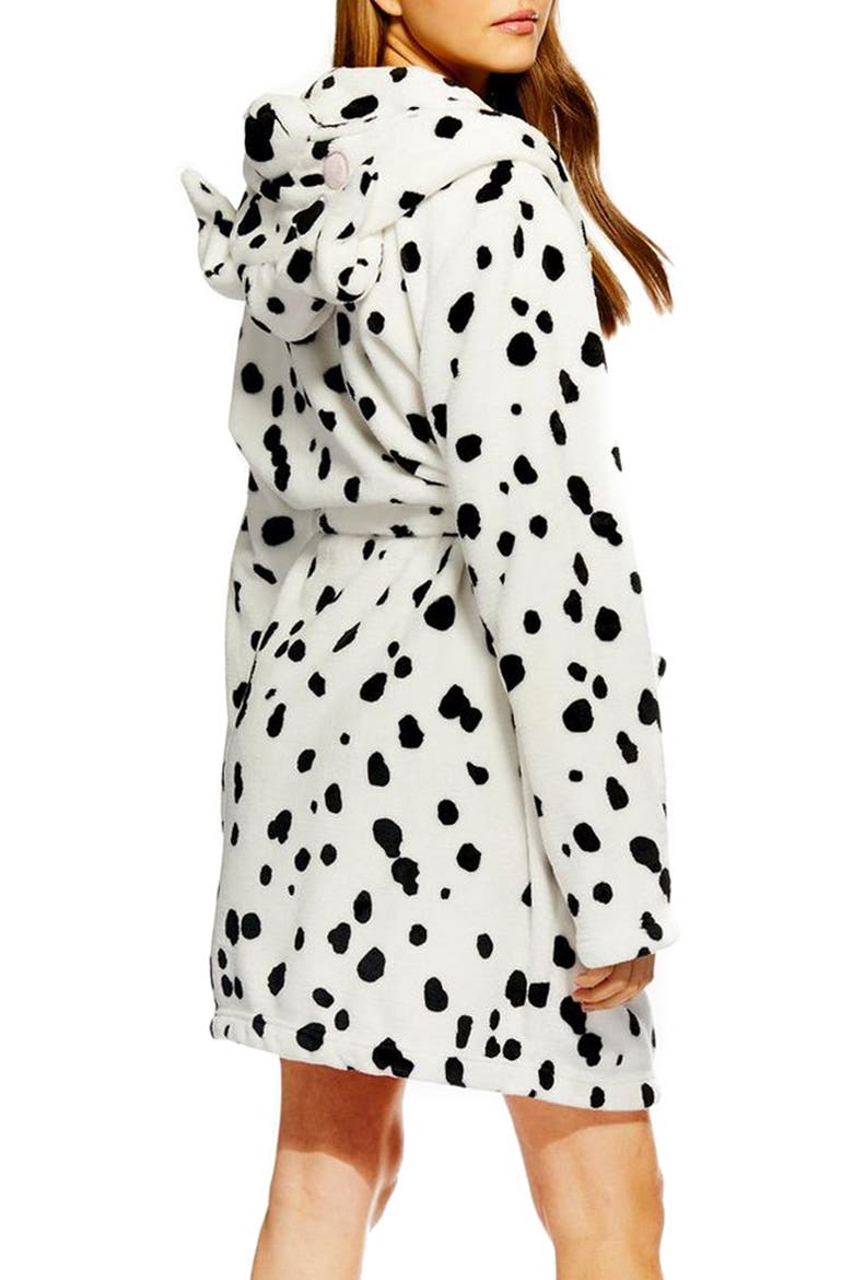 Dalmatian Print Hooded Robe, Alternate, color, WHITE MULTI
