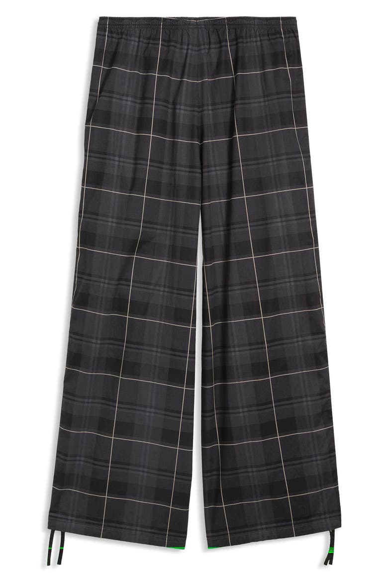 T7 Relaxed Tartan Woven Pants, Alternate, color, PUMA BLACK
