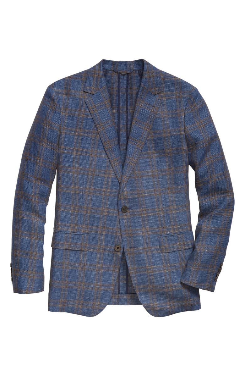 Bonobos Slim Fit Plaid Linen Blend Unconstructed Blazer, Alternate, color,
