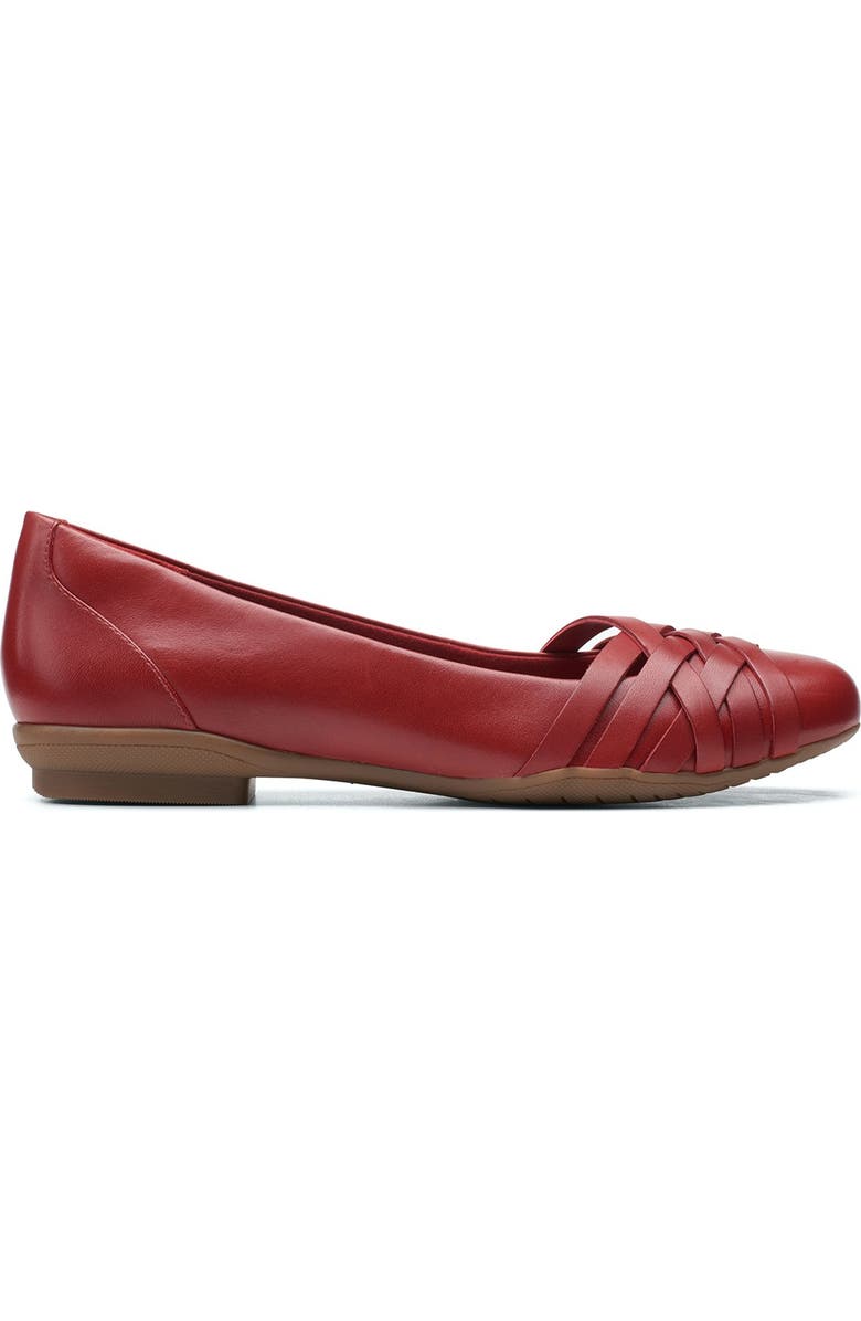 Clarks<sup>®</sup> Sara Clover Leather Strappy Flat - Multiple Widths Available, Alternate, color,