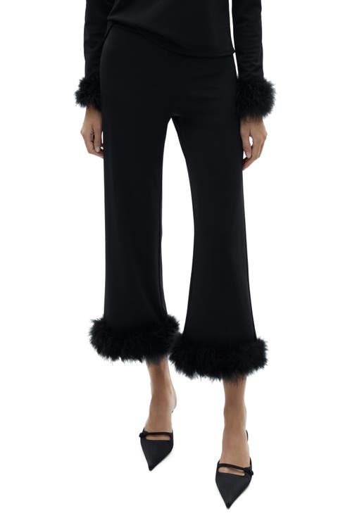 Feather Trim Crop Pants