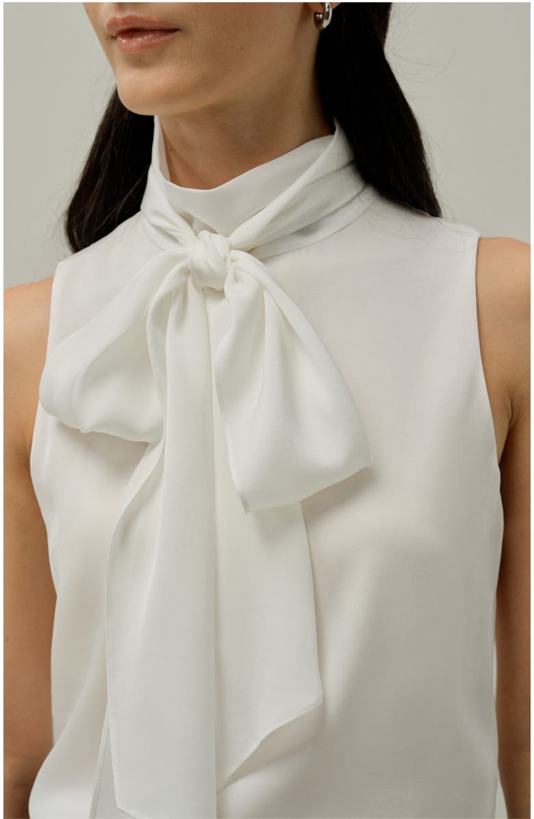Lilysilk Sleeveless Tie-Neck Silk Blouse, Alternate, color, Natural White