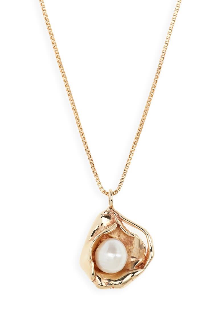 Madre Pearl Pendant Necklace, Main, color, BRONZE/ PEARL