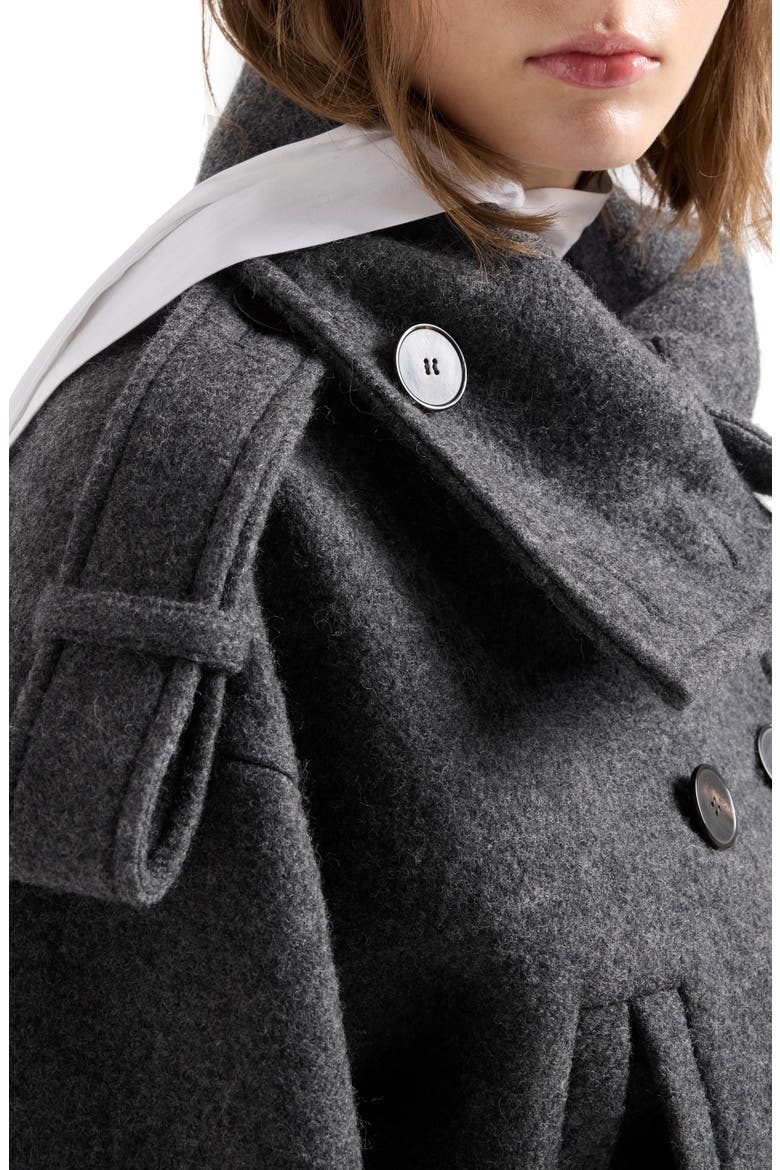 Double Breasted High Neck Wool Blend Jacket, Alternate, color, WOOL BLEND GUNM