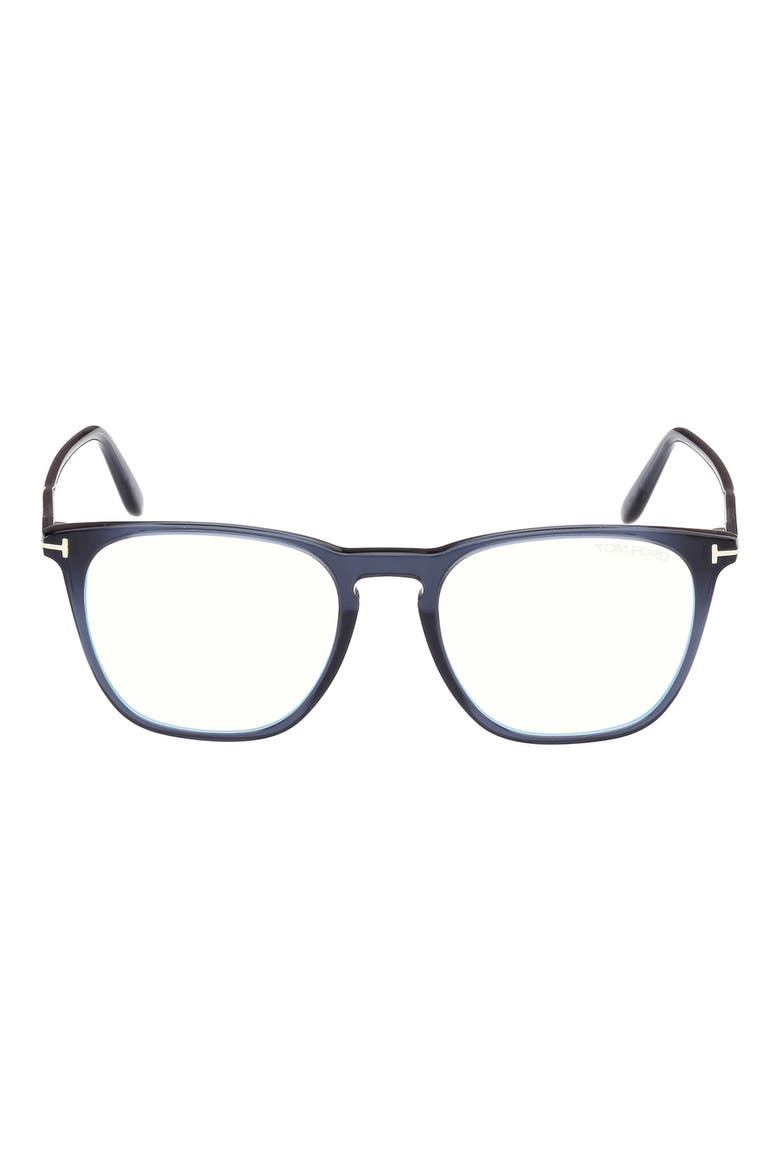 52mm Round Blue Light Blocking Optical Glasses, Main, color, NAVY BLUE / T LOGO