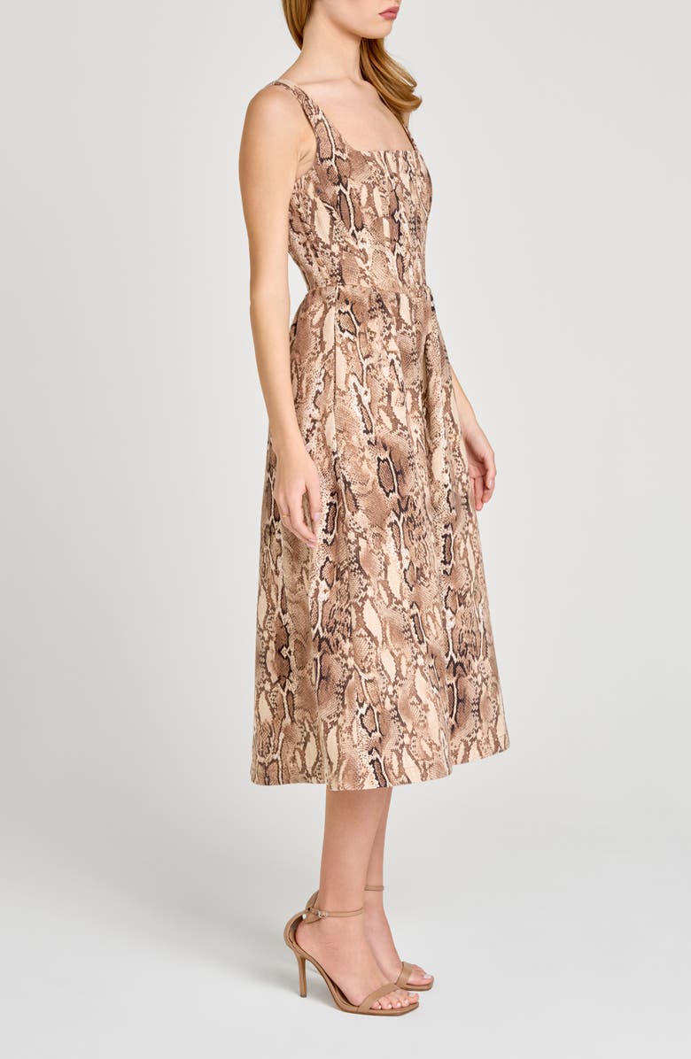 WAYF Savanna Snakeskin Print A-Line Dress, Alternate, color, Brown Snake