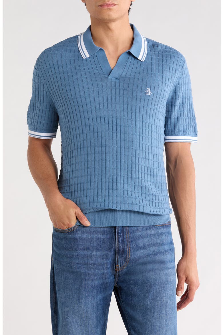 Cotton Grid Knit Polo, Main, color, COPEN BLUE
