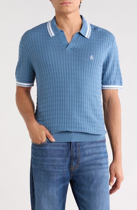 Cotton Grid Knit Polo