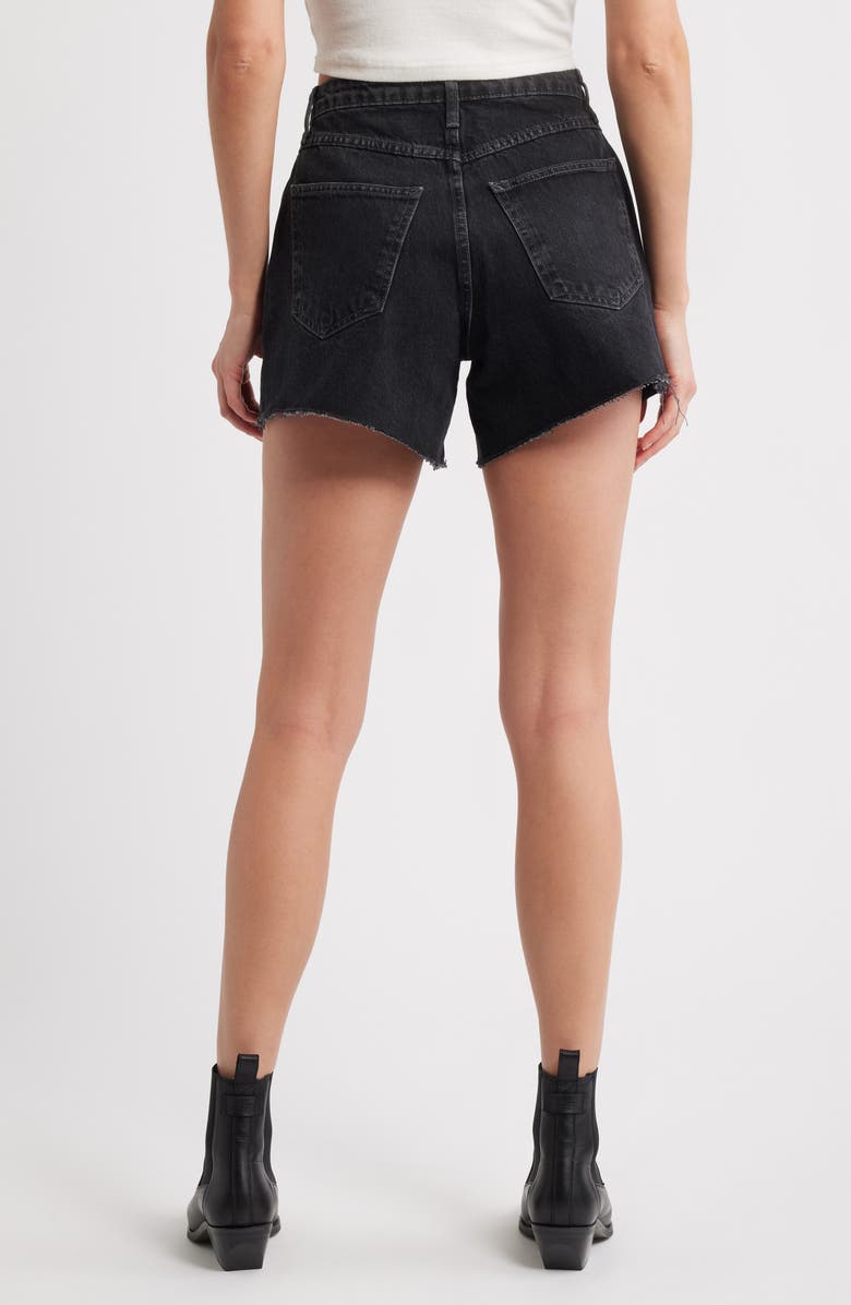 Topshop Pleated Denim Shorts, Alternate, color,