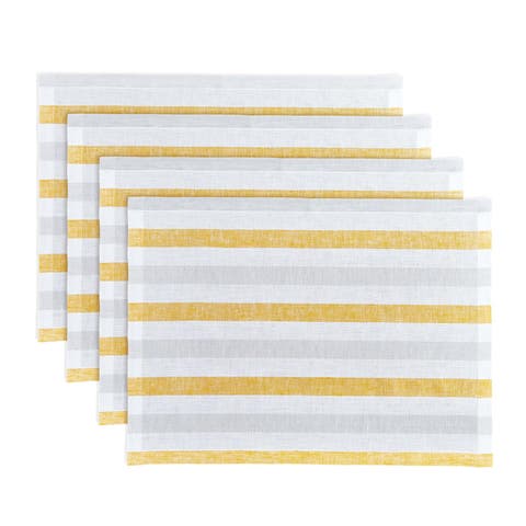 Linen Placemats - Sorrento Stripe, 14" x 19" Inch