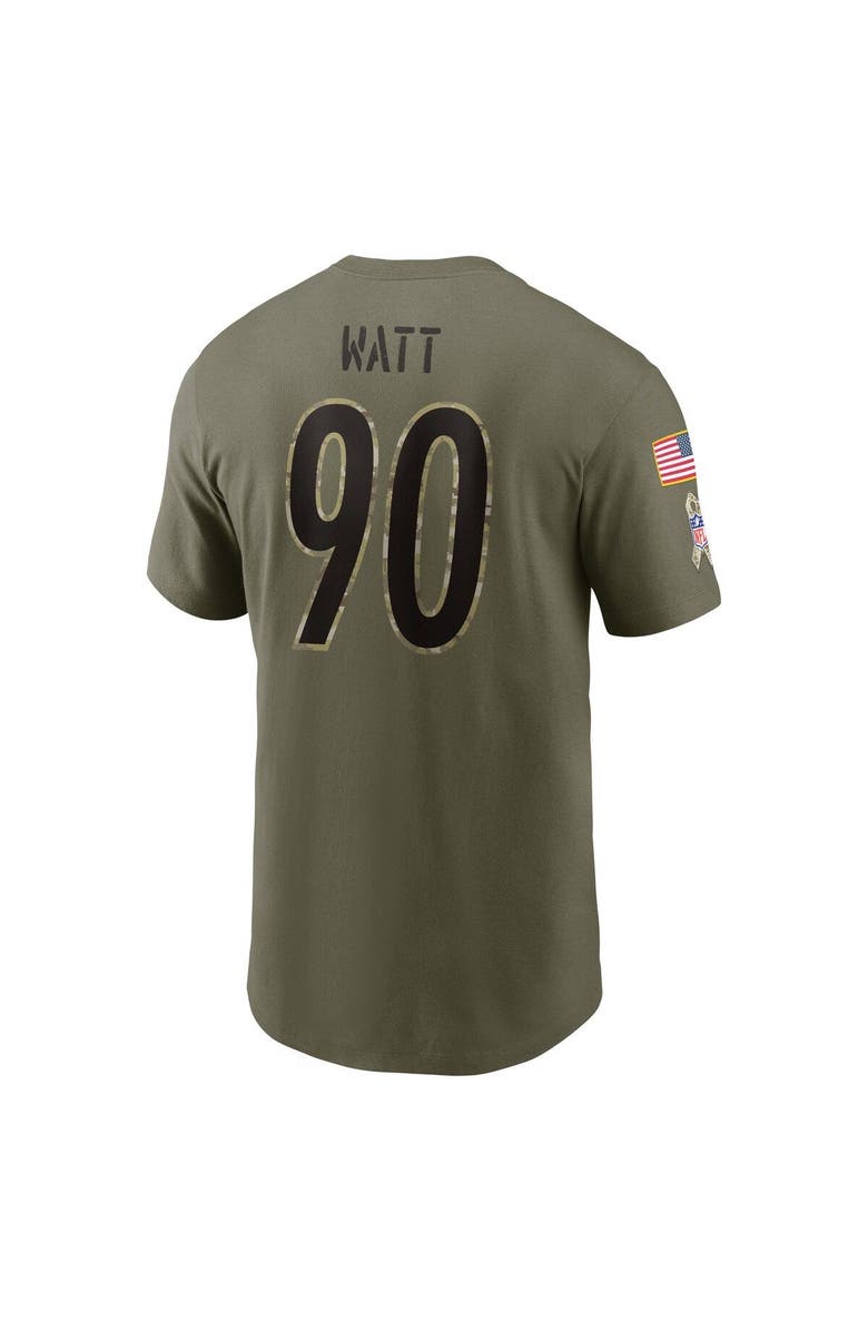 Nike Men's Nike T.J. Watt Olive Pittsburgh Steelers 2022 Salute To Service Name & Number T-Shirt, Alternate, color, 
