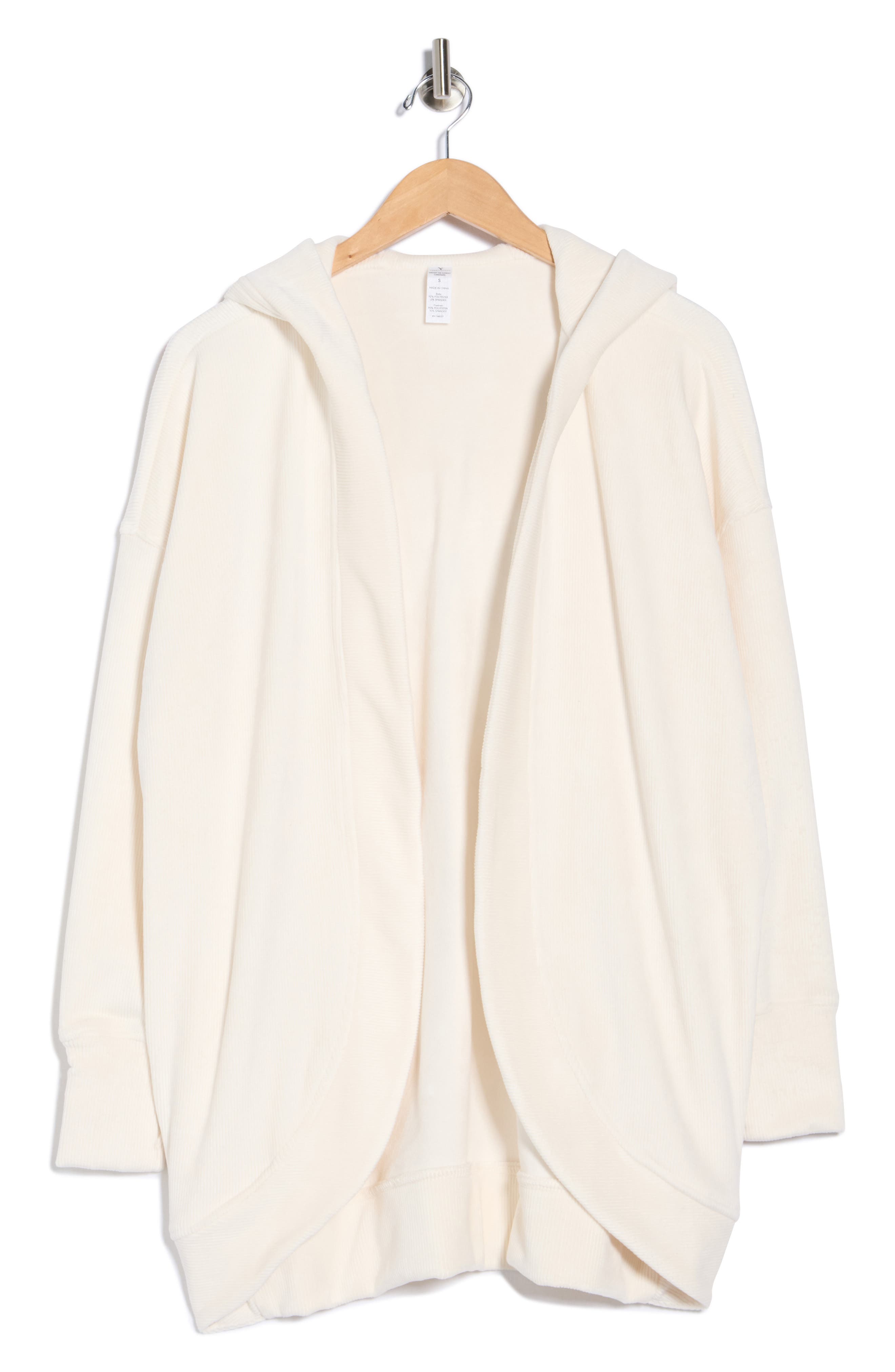 Yogalicious Dreamy Ribbed Hooded Cardigan Sweatshirt In White