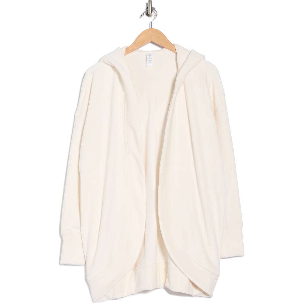 Yogalicious Dreamy Ribbed Hooded Cardigan Sweatshirt In White
