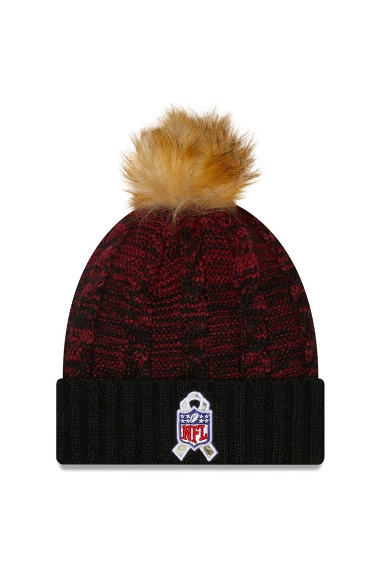New Era Women's New Era Black/Burgundy Washington Commanders 2022 Salute To Service Pom Knit Hat, Alternate, color, 