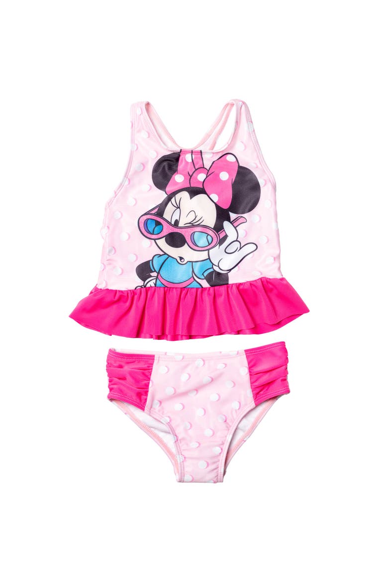 Minnie Mouse 2-Piece Tankini Top and Bikini Bottom Swim Set UPF 50+, Main, color, Minnie Pink Polka
