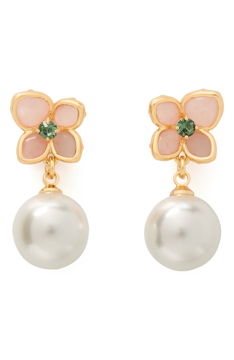 Kate Spade New York pastel petal faux pearl drop earrings, Main, color, 