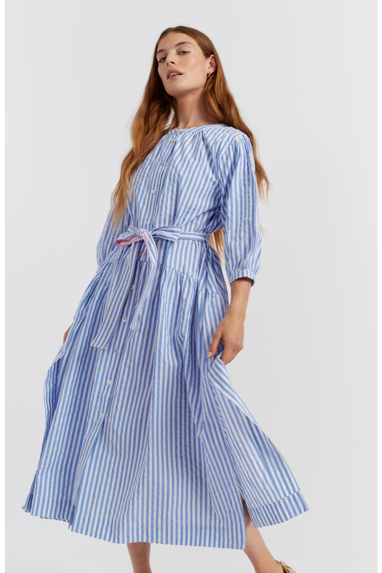 Oxford Stripe Cotton Shirt Dress, Alternate, color, Blue Stripe
