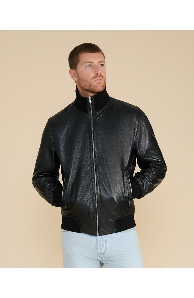 FURNIQ UK LLC Arthur Leather Jacket, Alternate, color, Black