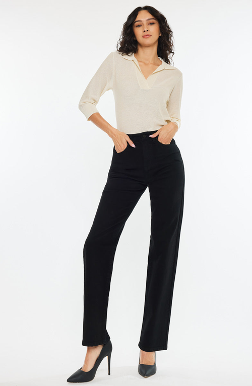 Kancan Princess High Rise True Straight Leg Jeans In Black