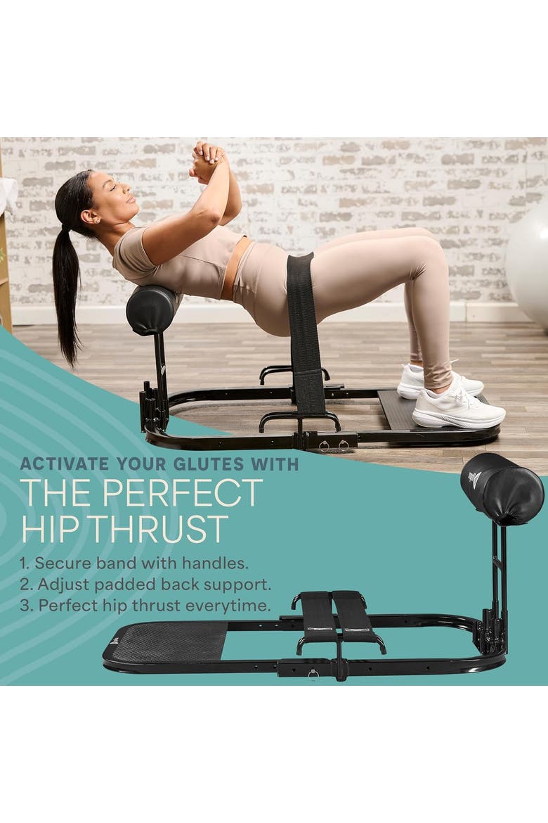 Hip Thrust Machine  Adjustable Glutes Workout Equipment for Home GluteBlast Foldable Sissy Squat Machine Bench, Alternate, color, Lite Black