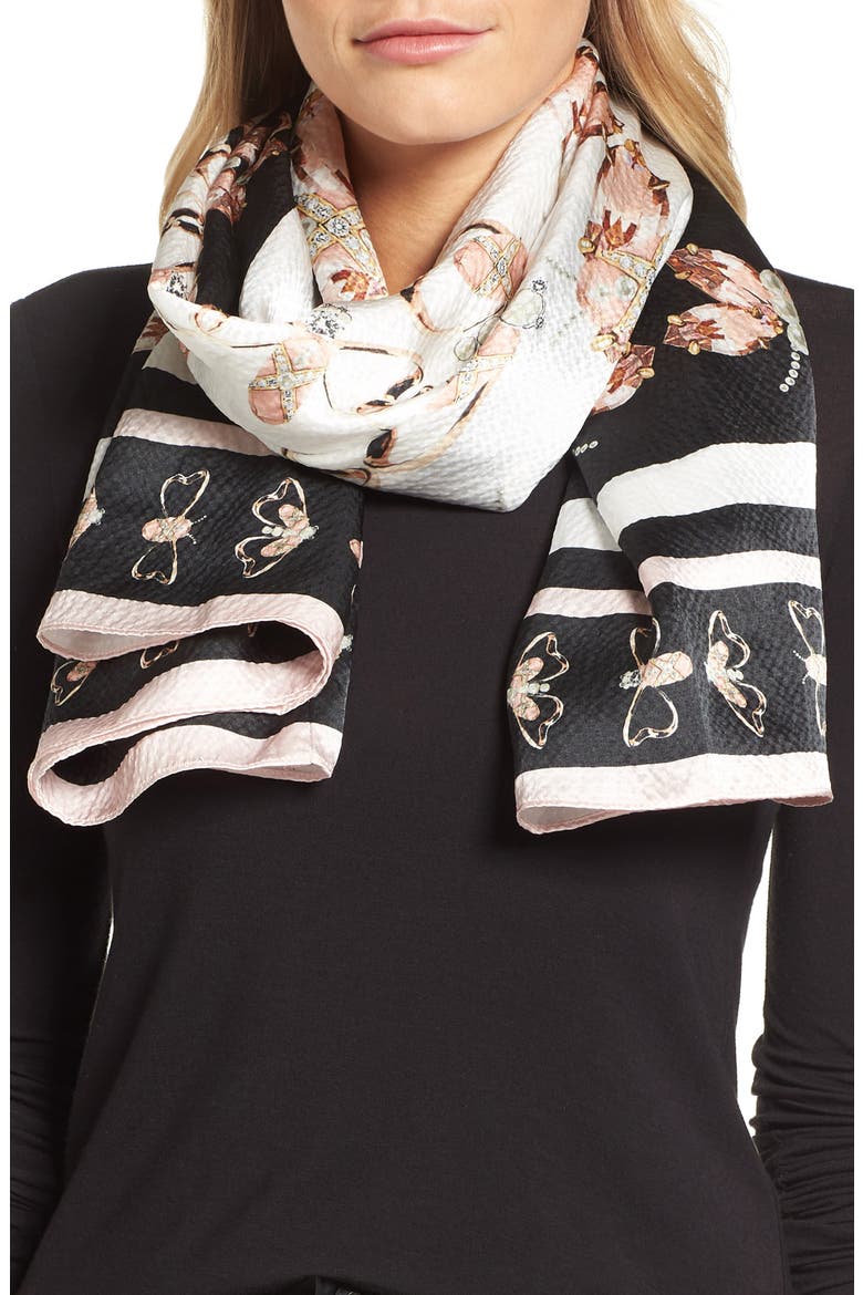 Queen Bee Silk Cape Scarf, Alternate, color, 00-BLACK