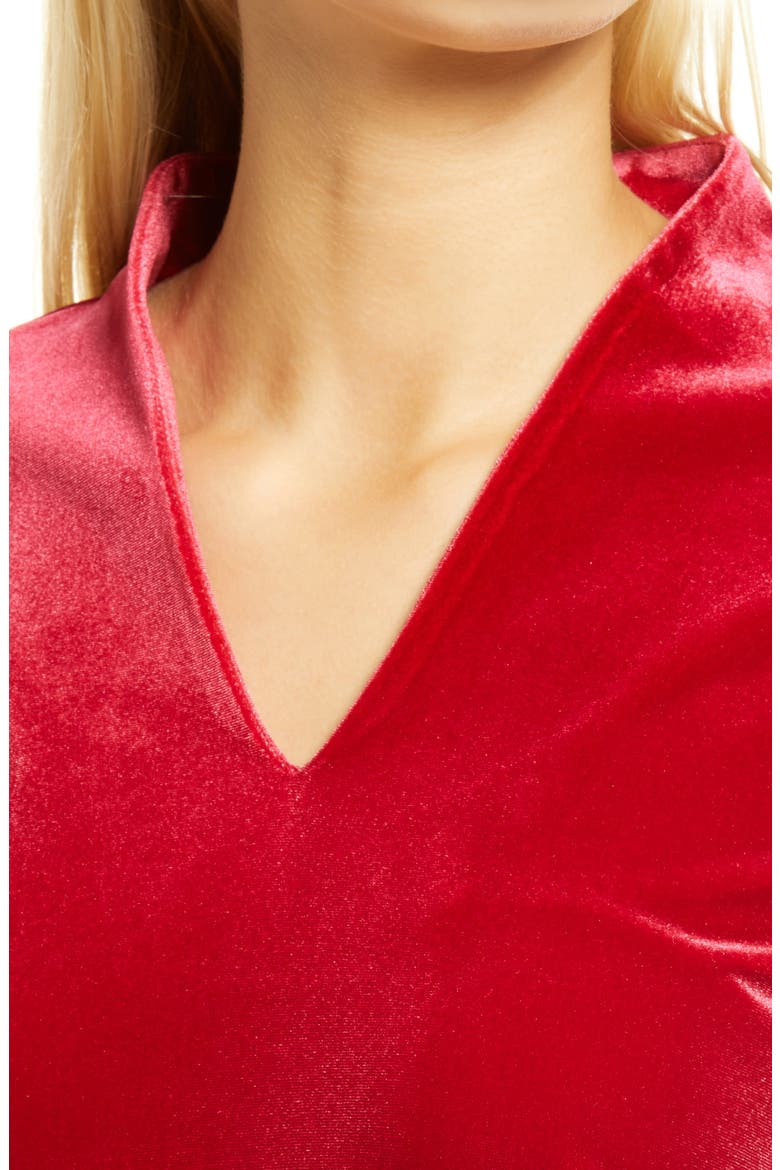 V-Neck Velour Top, Alternate, color, TITIAN RED