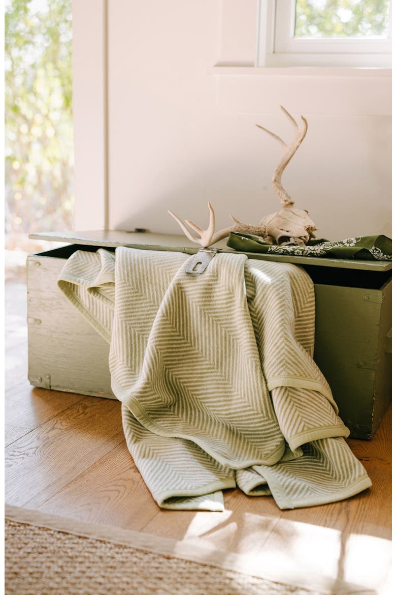 Harborview Herringbone Throw Blanket, Alternate, color, GREEN
