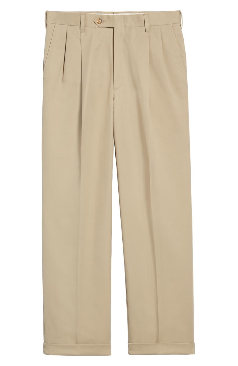 Berle Classic Fit Pleated Microfiber Performance Trousers, Alternate, color, Tan