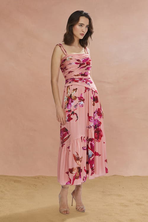 Amur Daniella Printed Viscose Midi In Pink