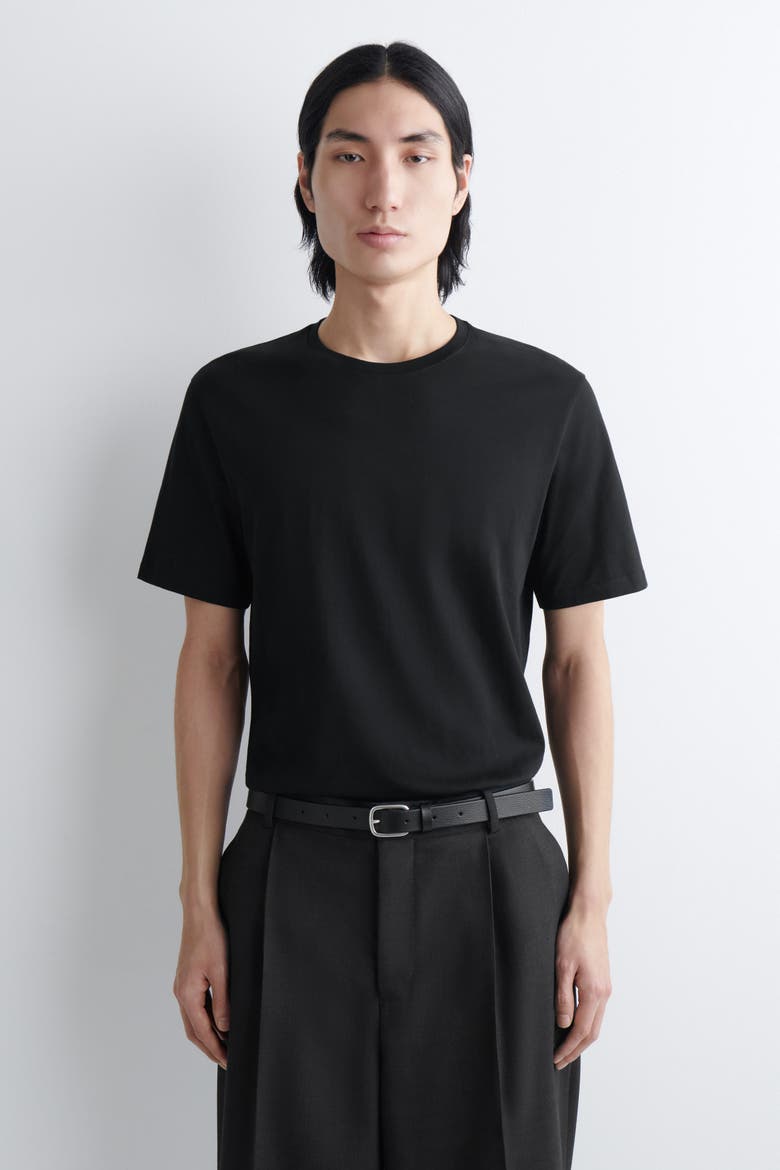 3-Pack Cotton Crew-Neck T-Shirts, Main, color, BLACK