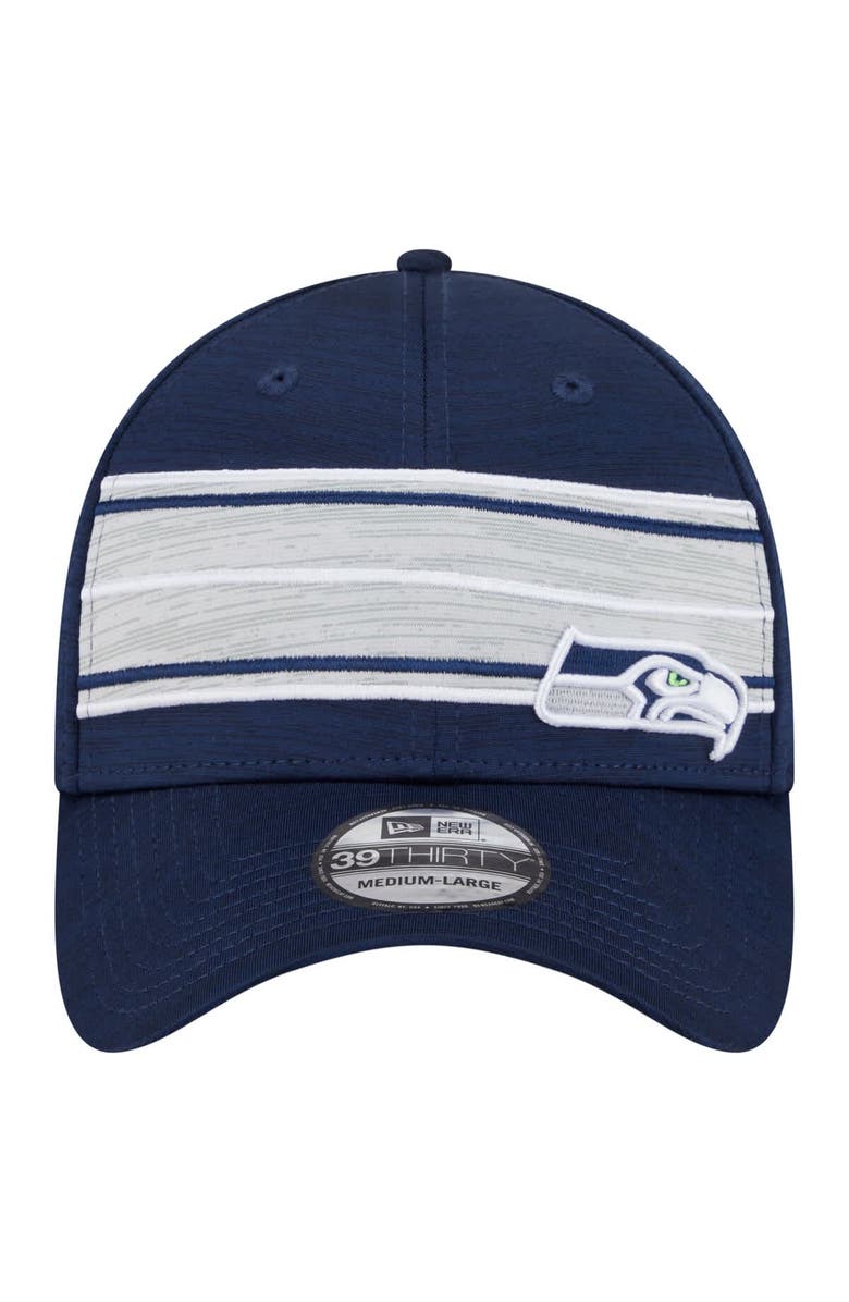 New Era Men's New Era College Navy Seattle Seahawks Stripes 39THIRTY Flex Hat, Alternate, color, College Navy
