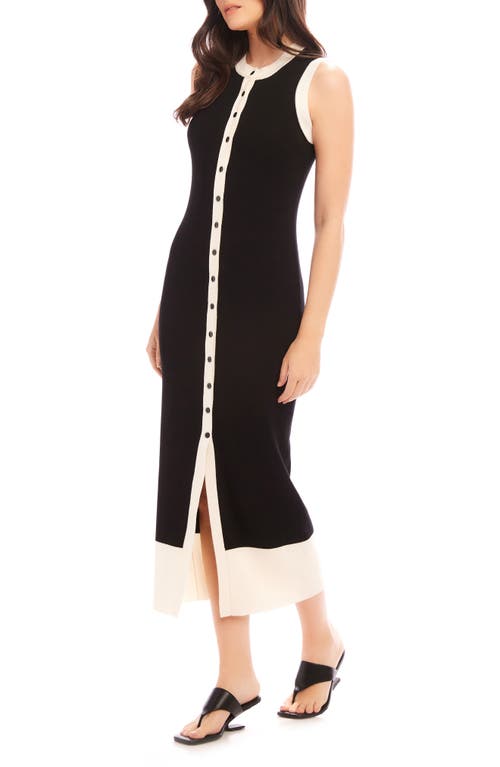 Shop Fifteen Twenty Maves Contrast Trim Sleeveless Midi Sweater Dress In Black/cream