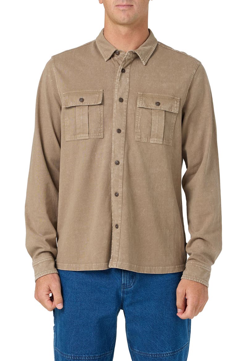 OG Long Sleeve Cotton Button Front Shirt, Main, color, SHROOM