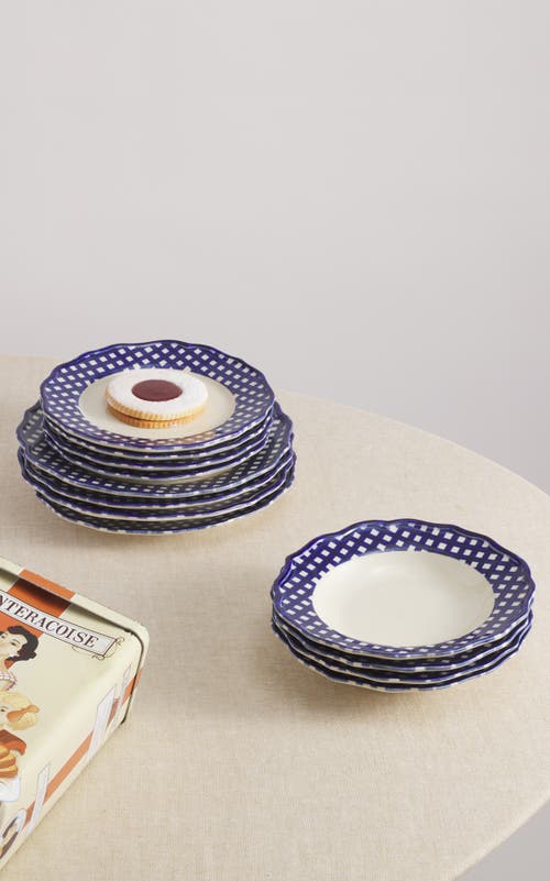 Maison Madison Home Beatrix 12 Piece Set With Pasta Bowl In Cream/blue