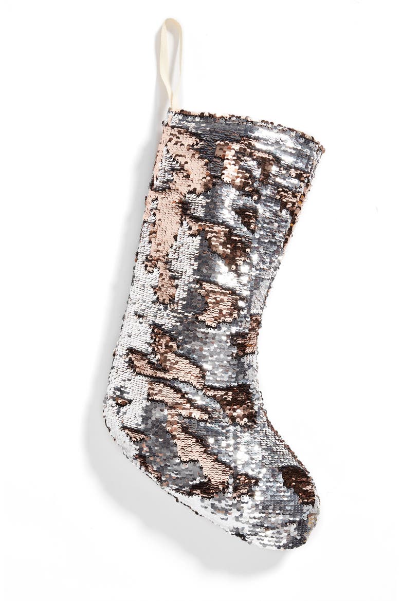 Sequin Stocking, Main, color, ROSE GOLD