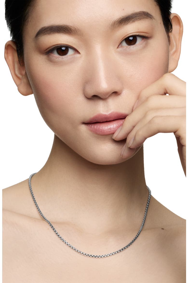 Box Chain Necklace in Sterling Silver with 14K Yellow Gold Accent, 2.7mm, Alternate, color, SILVER