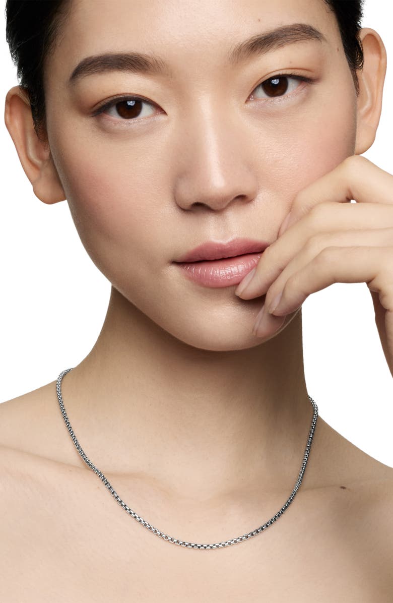 David Yurman Box Chain Necklace in Sterling Silver with 14K Yellow Gold Accent, 2.7mm, Alternate, color, Silver