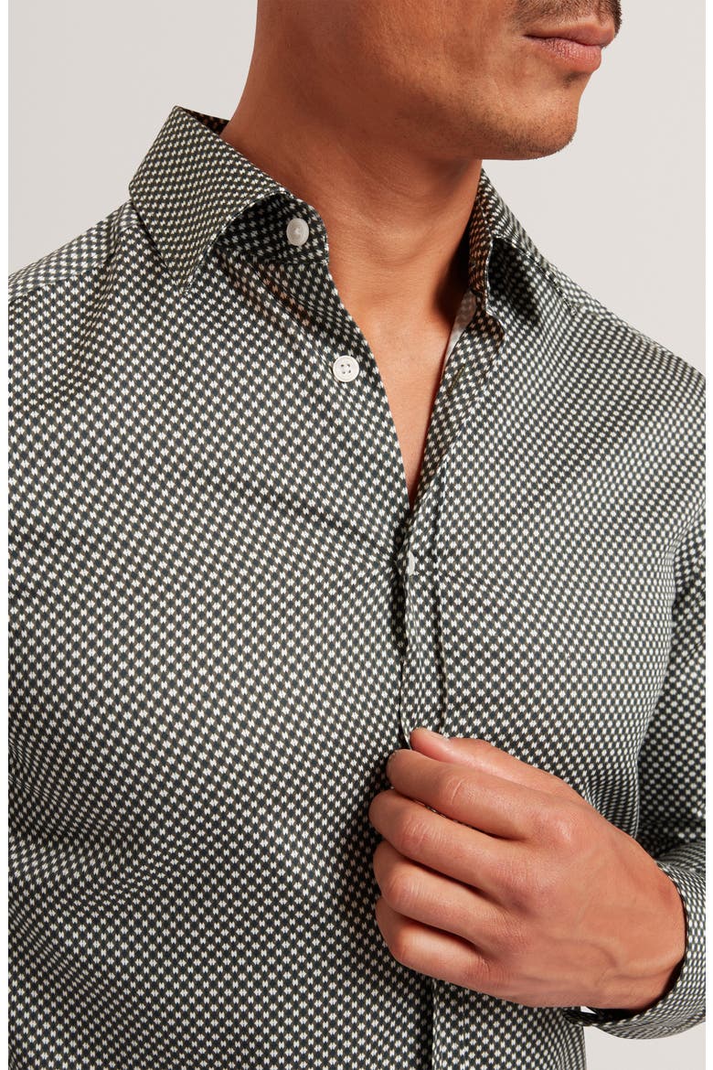 Jozef Print Cotton Button-Up Shirt, Alternate, color, KHAKI