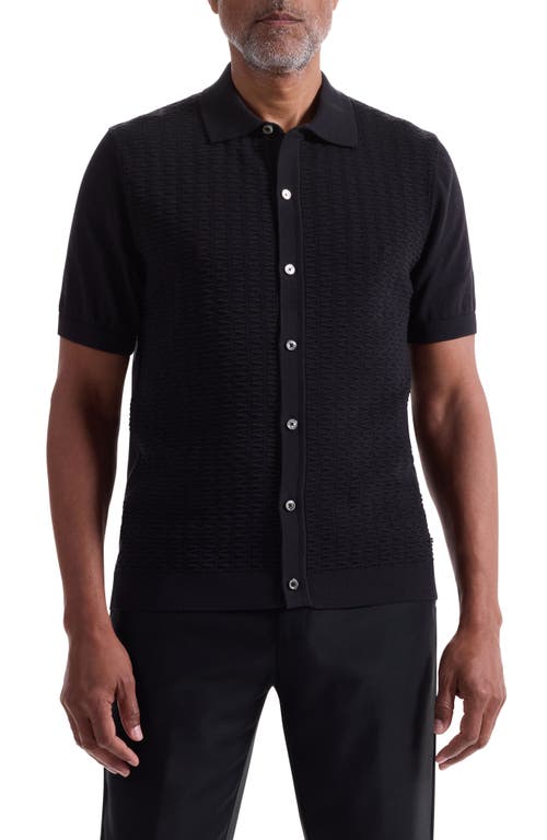 Bugatchi Short Sleeve Cardigan In Black