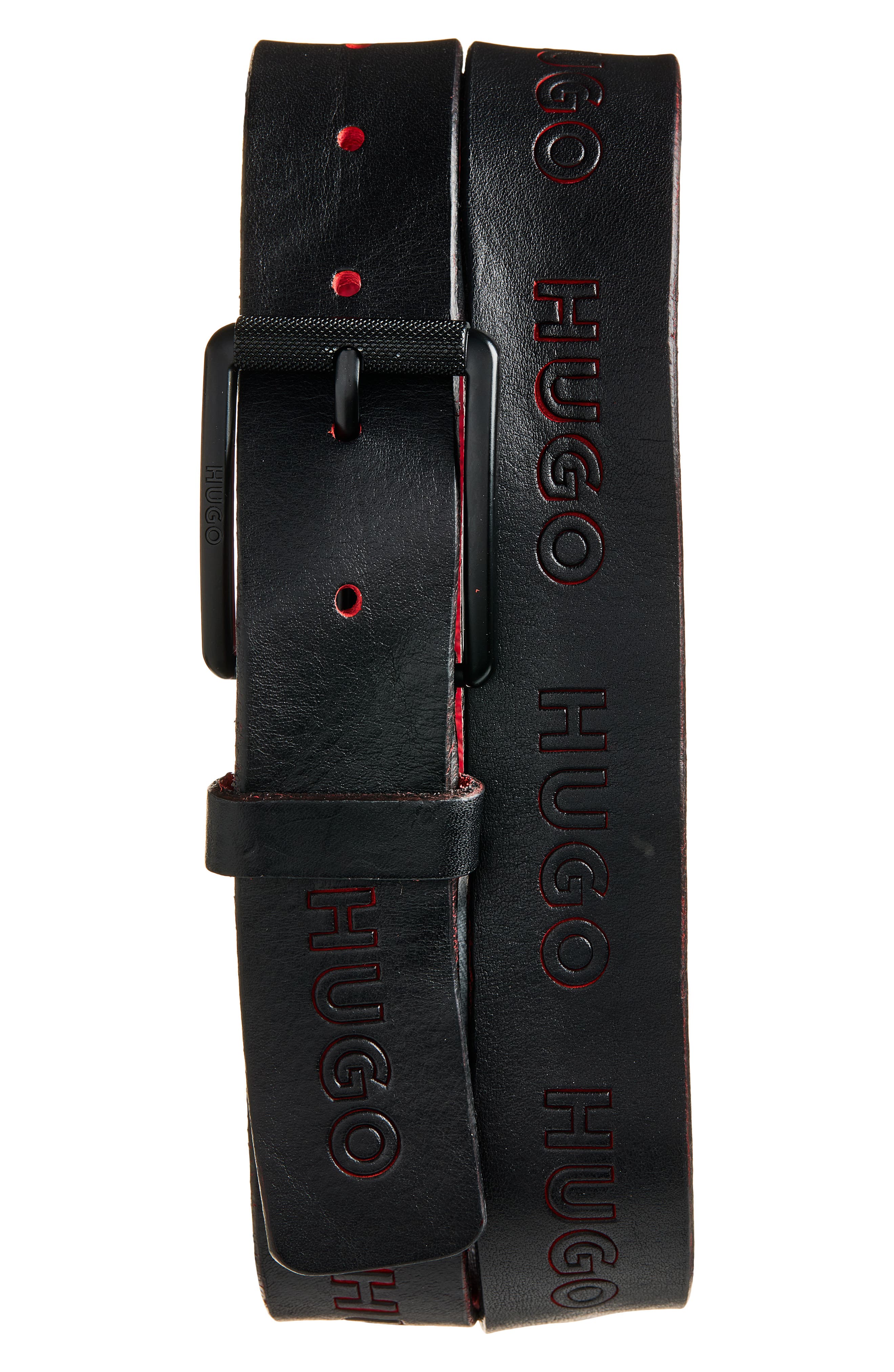 Gilroy Logo Debossed Leather Belt