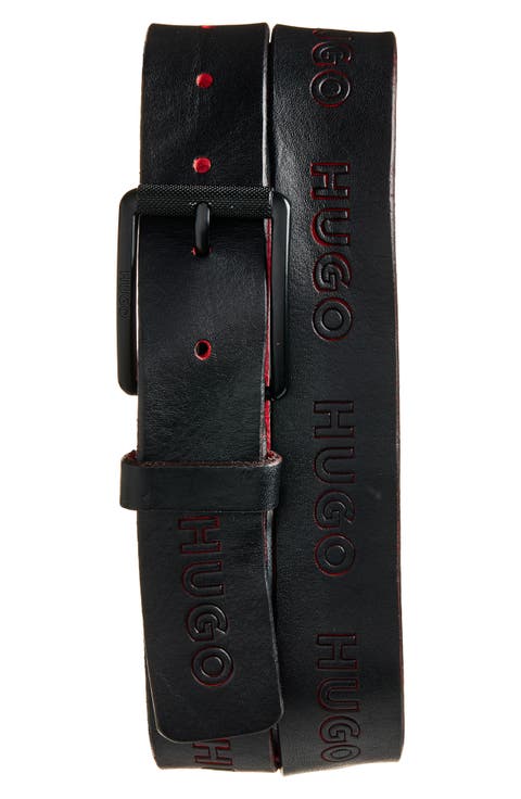 Gilroy Logo Debossed Leather Belt