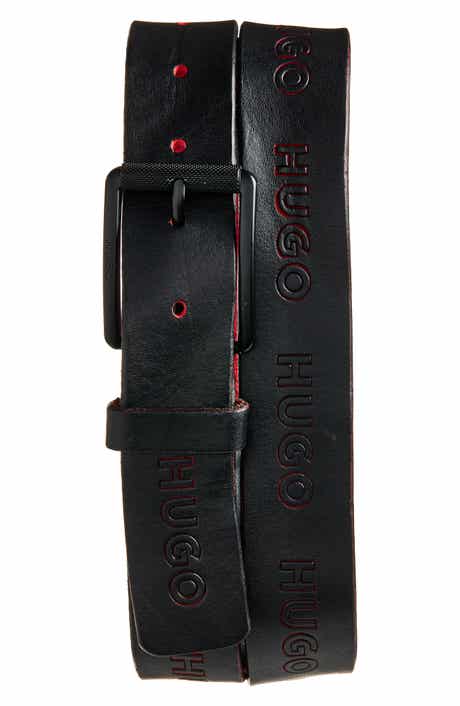 Gilroy Logo Debossed Leather Belt