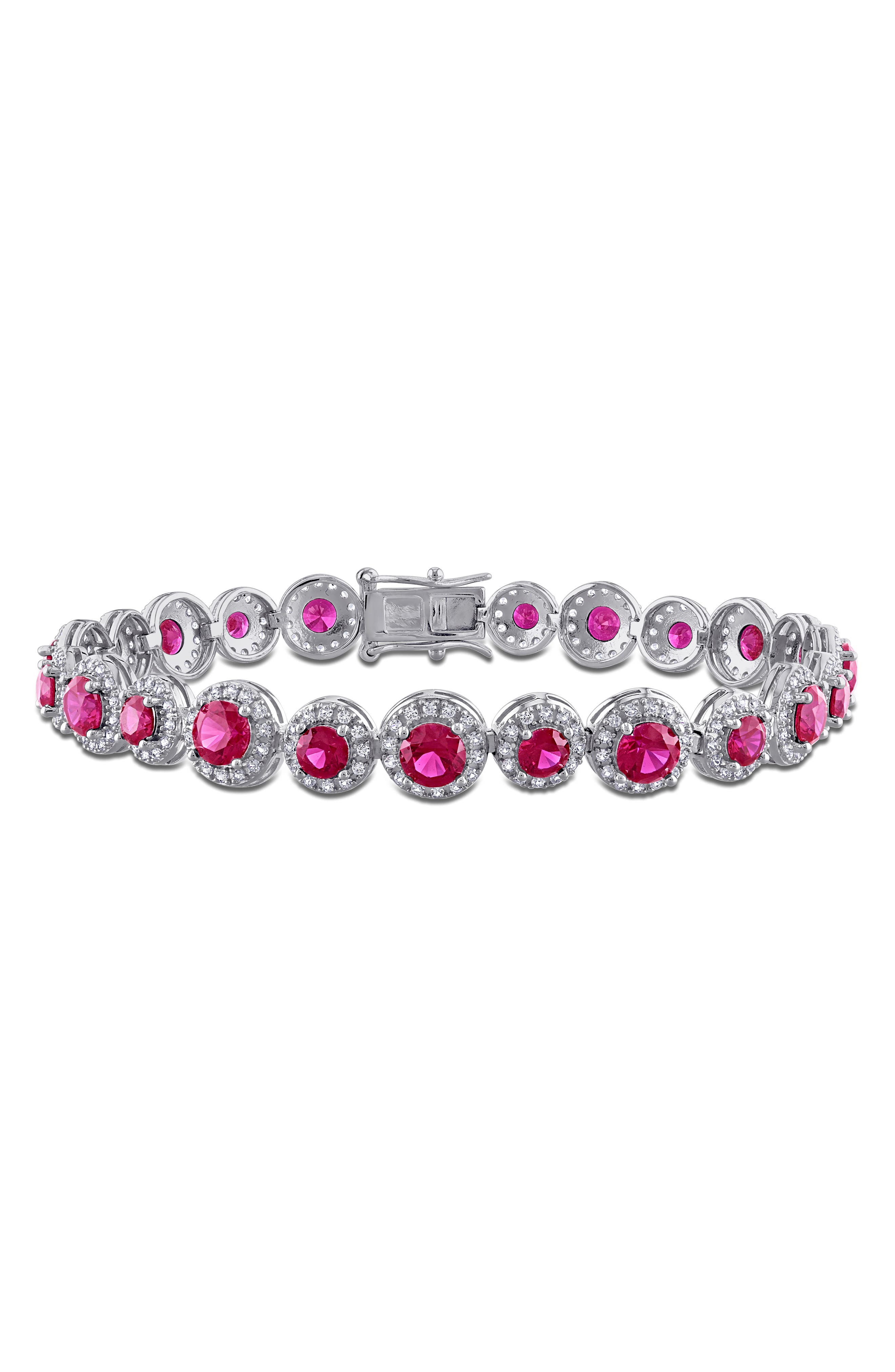 Lab-Created Ruby & White Sapphire Tennis Bracelet