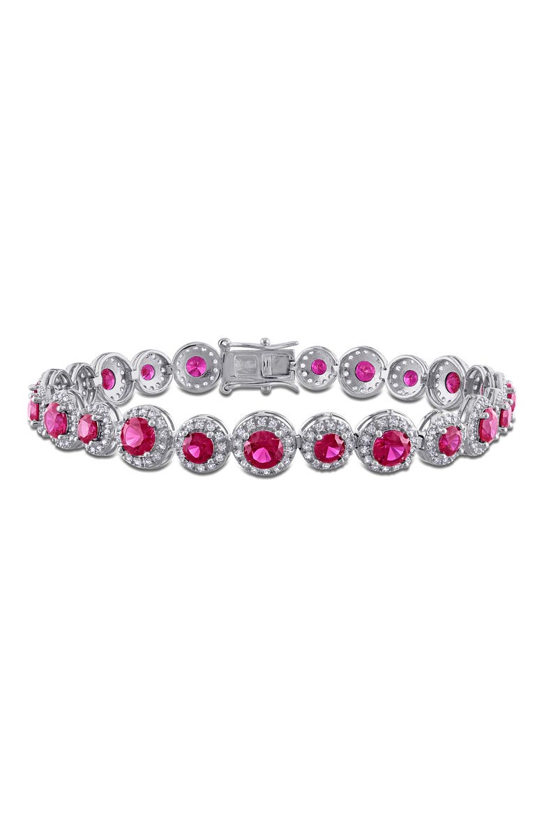 Lab-Created Ruby & White Sapphire Tennis Bracelet, Main, color, RED