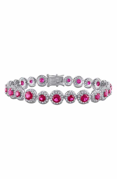 Lab-Created Ruby & White Sapphire Tennis Bracelet