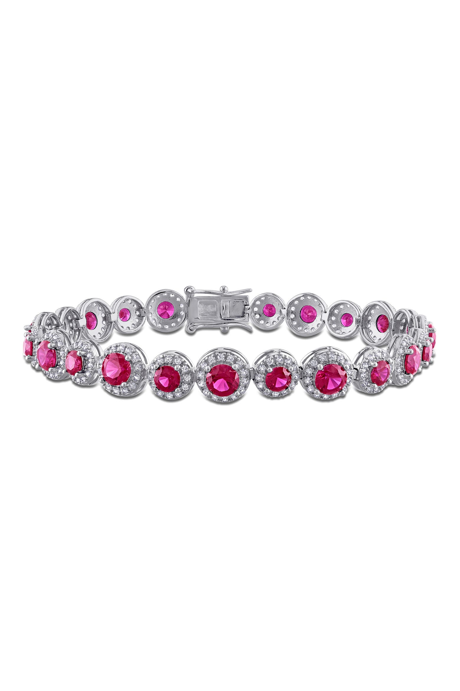 Lab Decoratons DELMAR Lab Grown Ruby & Lab Grown White Sapphire Tennis Bracelet (Women ...